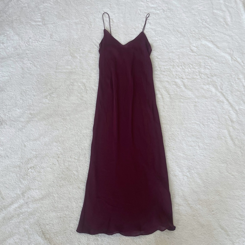 Ralph Lauren Purple Label 100% Mulberry Silk Slip Dress Burgundy Wine Size Small